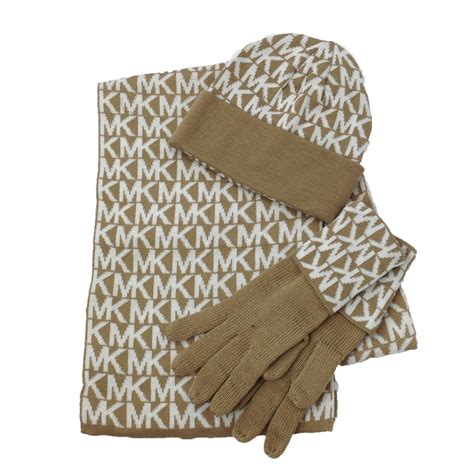 michael michael kors logo beanie & scarf set|ribbed knit beanie hat.